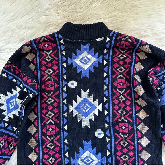 Vintage clifton place knit boho Aztec mock neck sweater - Picture 10 of 11